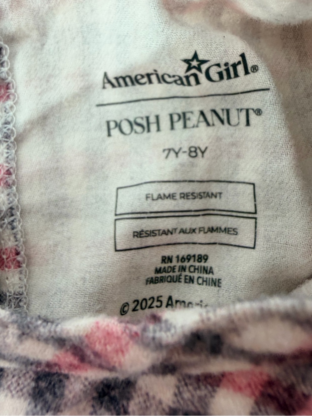Posh Peanut American Girl Samantha Flannel Nightgown Pajamas Kids 7 8 - Picture 2 of 3